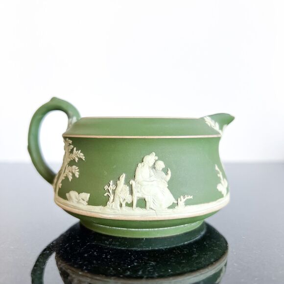 Wedgwood Other - Wedgwood 3in Creamer Jasperware Dark Olive Green Antique Collectible Rare
